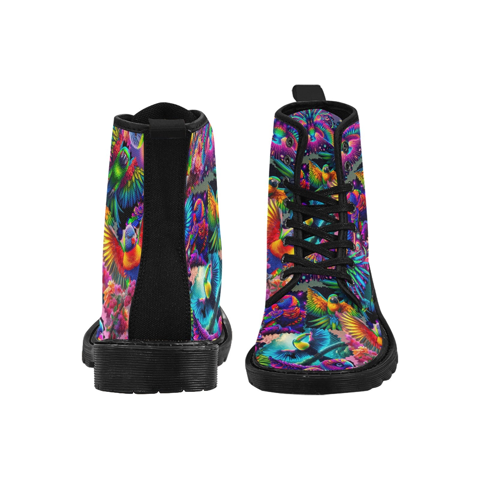 “Neon Aviary” Women's Lace Up Canvas Boots