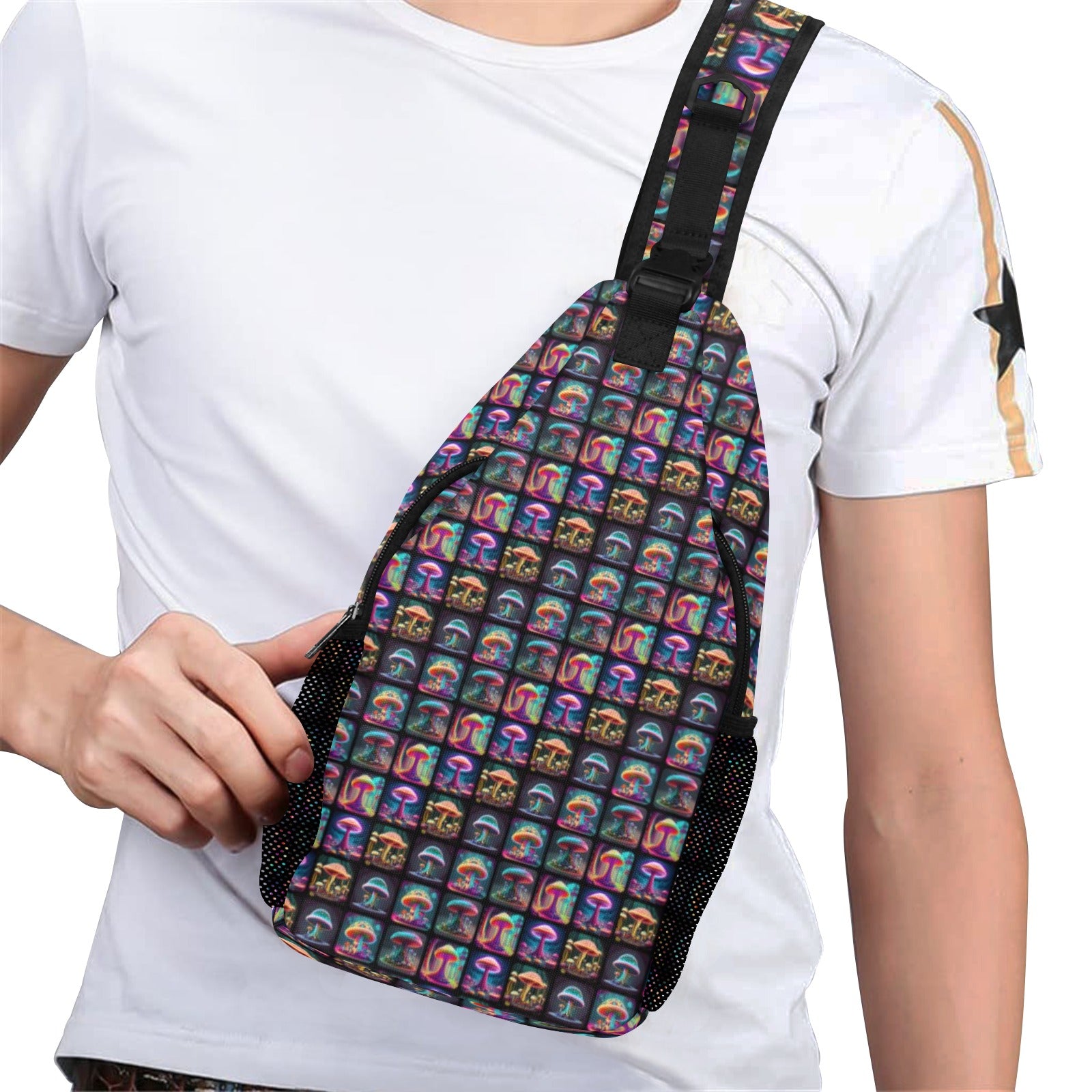 Bolso de pecho para festival de fácil transporte para hombre "Shroomin" 