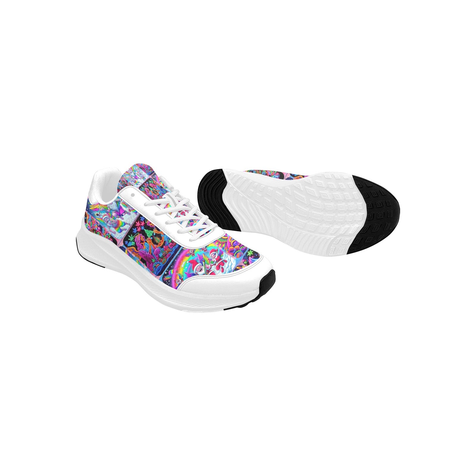 “Psychedelic Toking Christmas Angels” Women's Mudguard Running Shoes