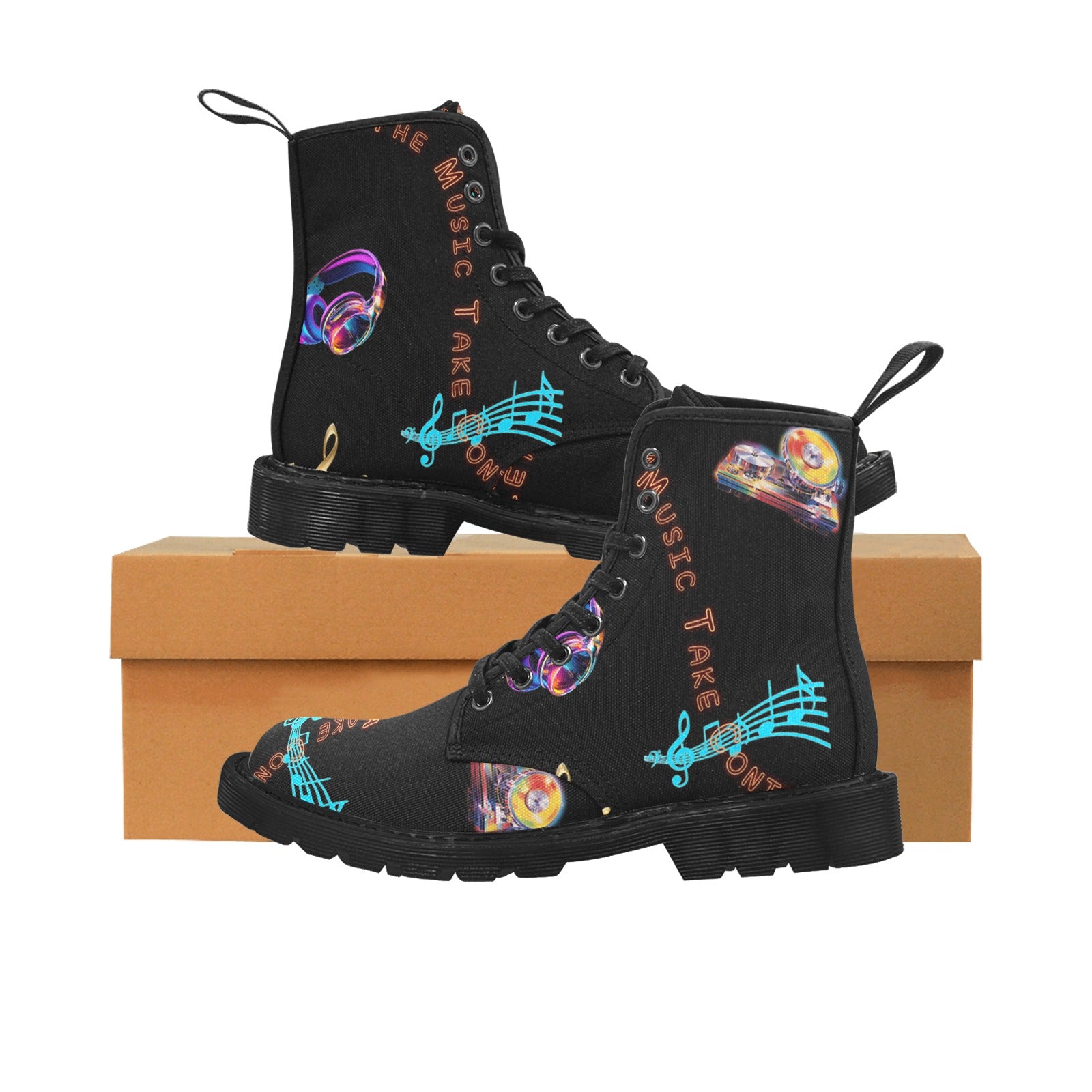 “Let the Music Take Control” "Botas de lona con cordones para mujer