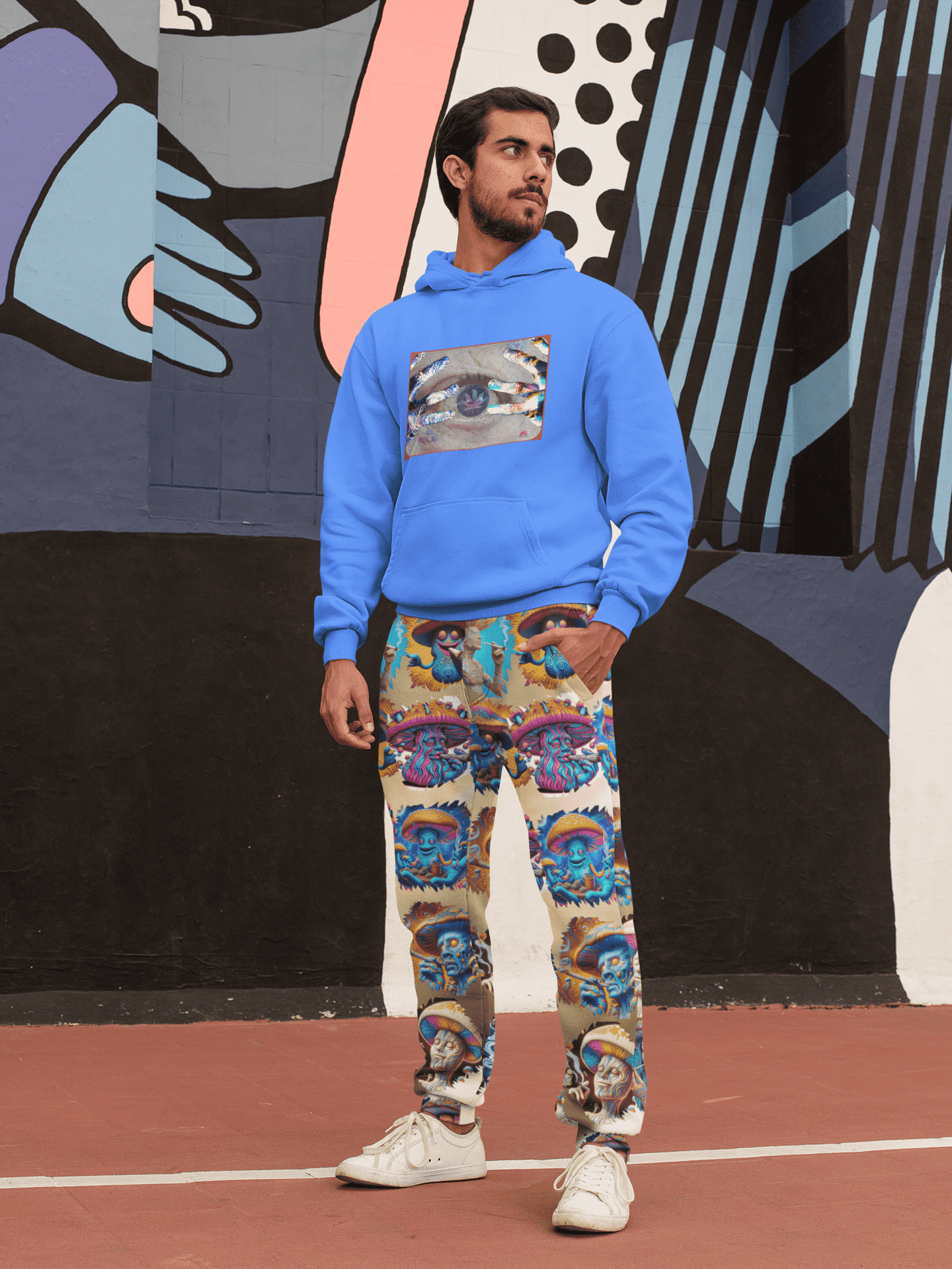 “Psychedelic Toking Mushroom Men Aloft” - Men’s Joggers - Sizes XS - 4XL
