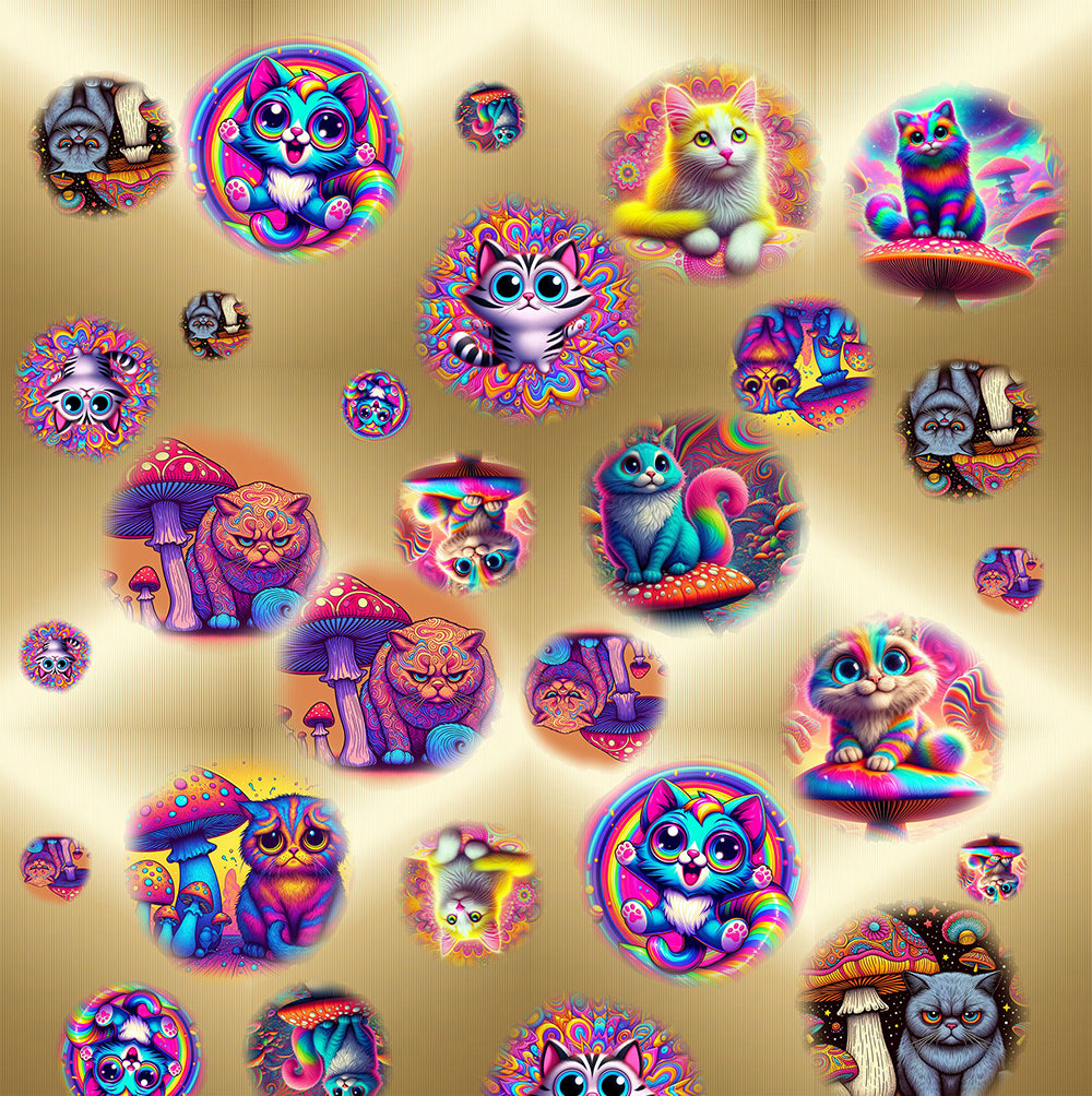 “Psychedelic Cats Hanging Around” T-Back Thong